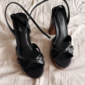 INC International Concepts Women's Black Strappy Block Heels